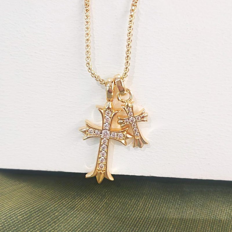 Partm Gold Cross Necklace for Women 14K Plated Dainty Pendant Cross Chain Faith Crucifix Choker Baptism Necklace for Women Trendy Religious Jewelry Hypoallergenic - Image 4